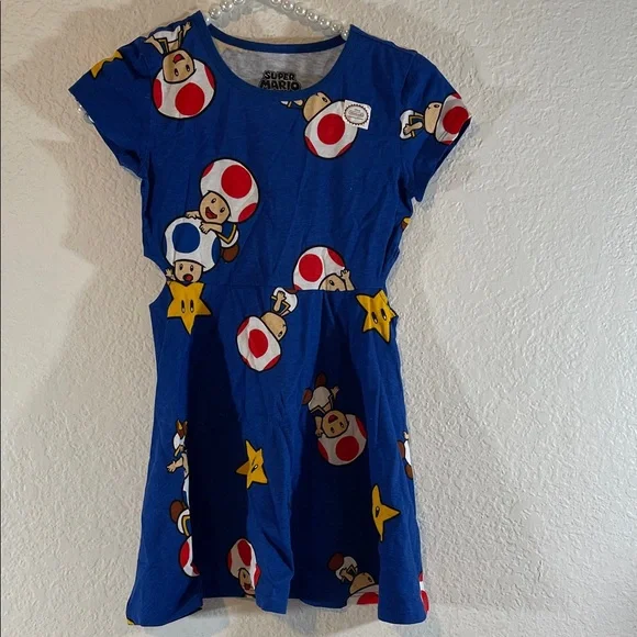Hybrid Apparel Nintendo Super Mario Toad & Friends Girls’ Dress With Side Cutout - Picture 3 of 10